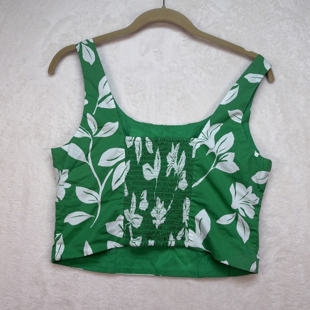 J Crew Floral Two Piece Set Womens Size 6 Green Crop Top Skirt Matching - Picture 5 of 16